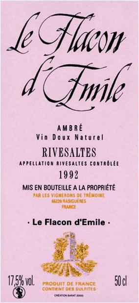 Cellier de Trémoine Rivesaltes Tuilé Flacon d'Emile 1992
